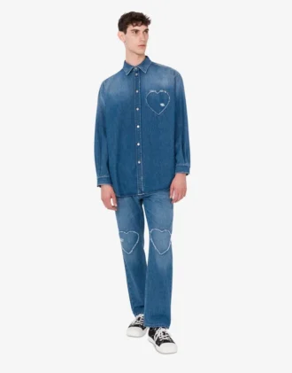 Chemise en denim de coton bleu