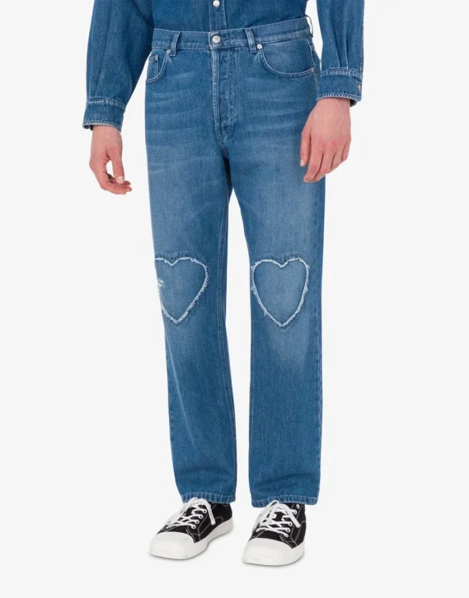 Pantalon en denim de coton bleu Pantalon en denim de coton bleu