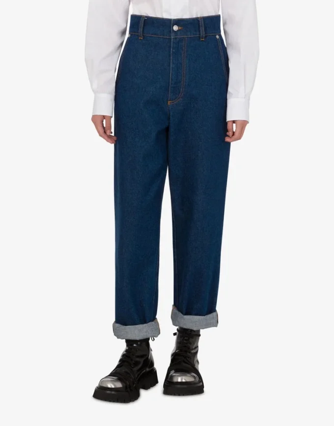 Pantalon en denim de coton bleu