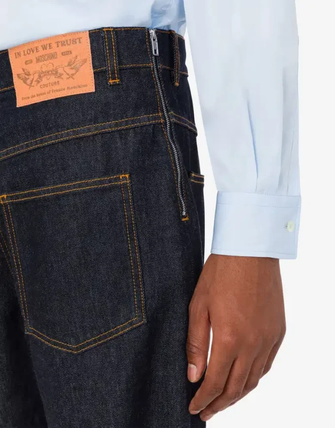 Pantalon en denim de coton bleu Pantalon en denim de coton bleu