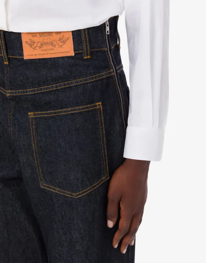 Pantalon en denim de coton bleu Pantalon en denim de coton bleu