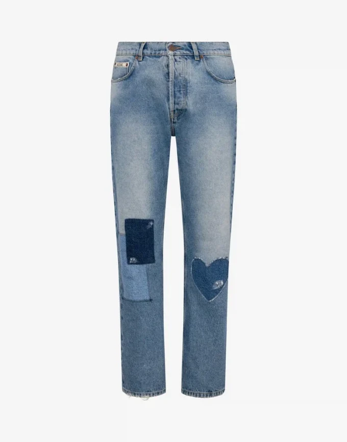 Pantalon en denim de coton patchwork
