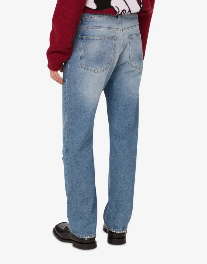 Pantalon en denim de coton patchwork