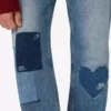 Pantalon en denim de coton patchwork