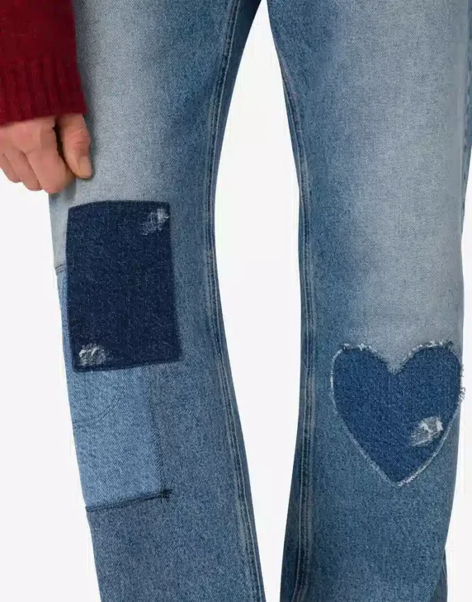 Pantalon en denim de coton patchwork