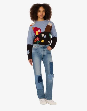 Pantalon en denim patchwork