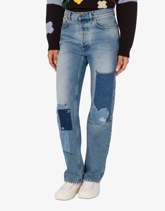 Pantalon en denim patchwork