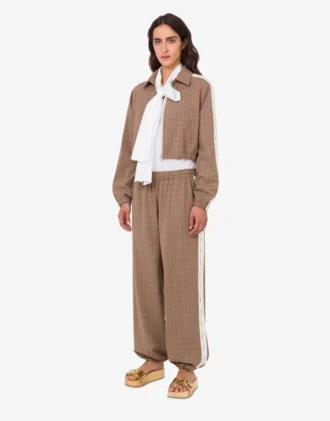 Pantalon en tissu mélangé de laine extensible