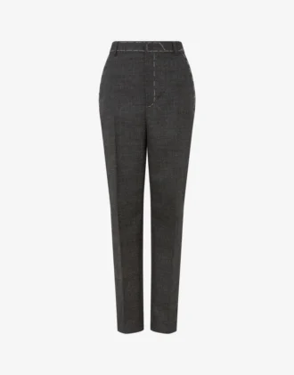 Pantalon en toile de laine brodé