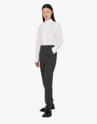 Pantalon en toile de laine brodé