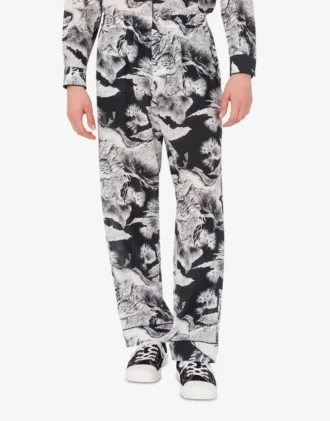 Pantalon léger en popeline de coton avec imprimé oie