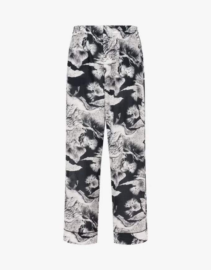 Pantalon léger en popeline de coton avec imprimé oie Pantalon léger en popeline de coton avec imprimé oie