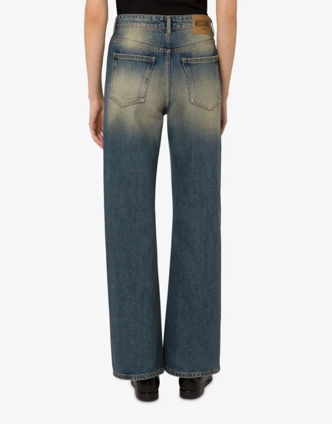 Pantalon évasé en denim de coton Pantalon évasé en denim de coton