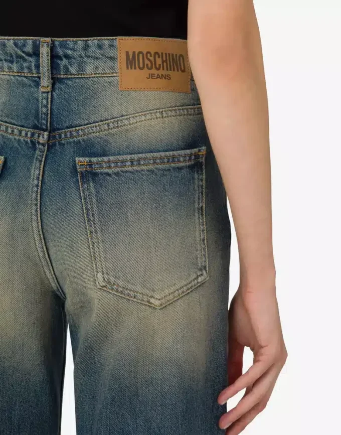 Pantalon évasé en denim de coton Pantalon évasé en denim de coton