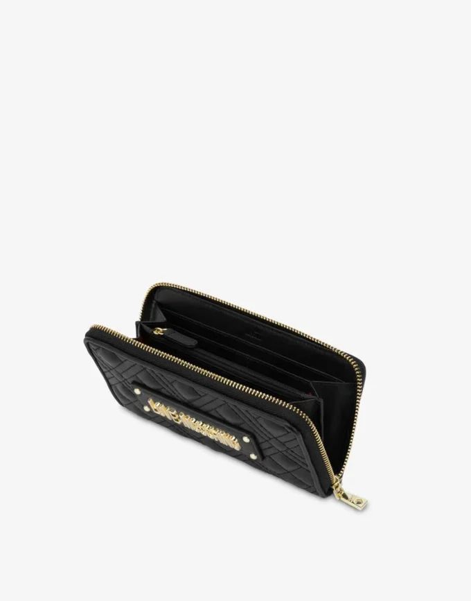 Portefeuille matelassé à fermeture éclair