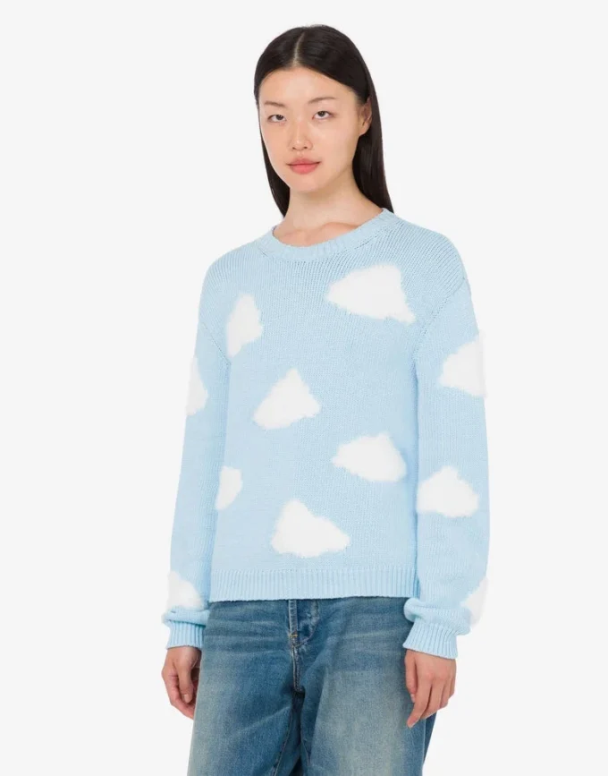 Pull en coton biologique mélangé imprimé nuages d’archives Pull en coton biologique mélangé imprimé nuages d’archives