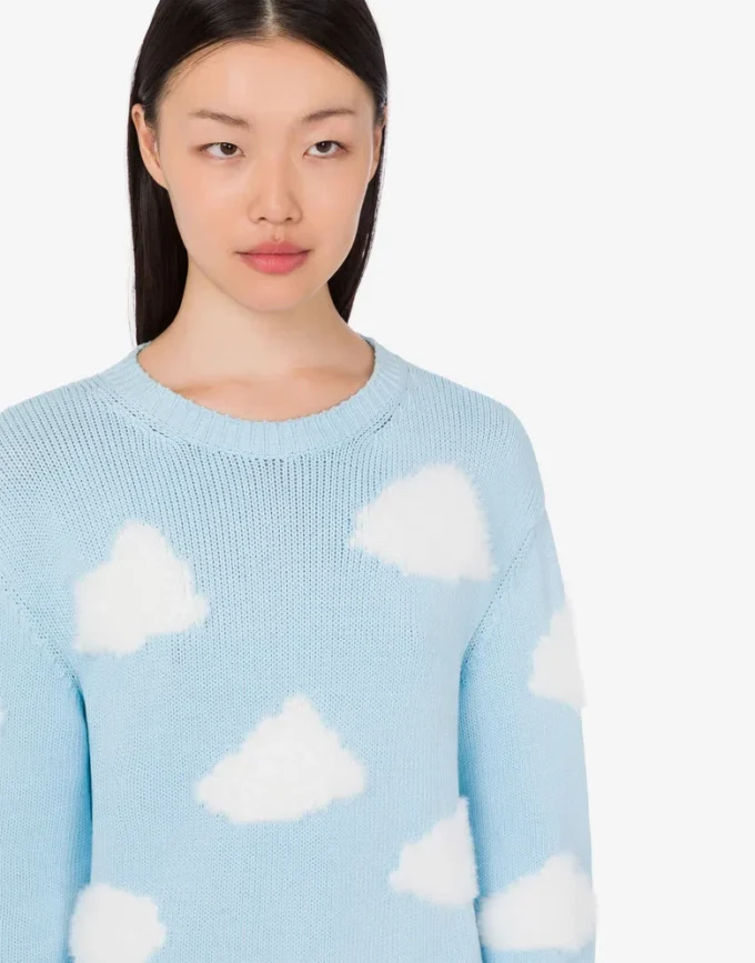 Pull en coton biologique mélangé imprimé nuages d’archives Pull en coton biologique mélangé imprimé nuages d’archives