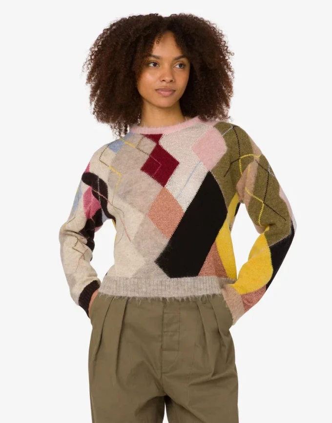 Pull en mohair et gaze incrustée Pull en mohair et gaze incrustée