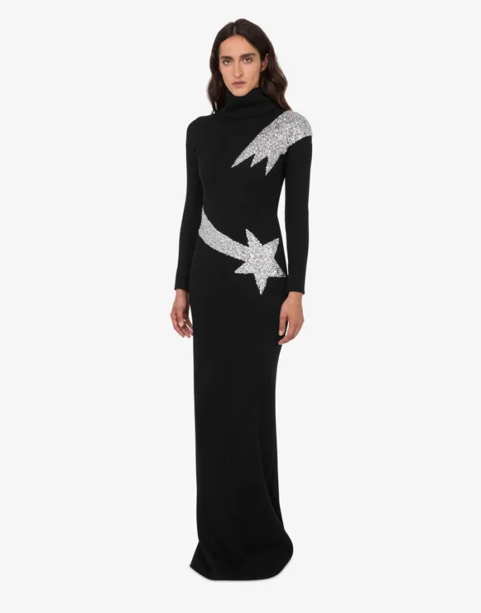 Robe décorée en coton mélangé