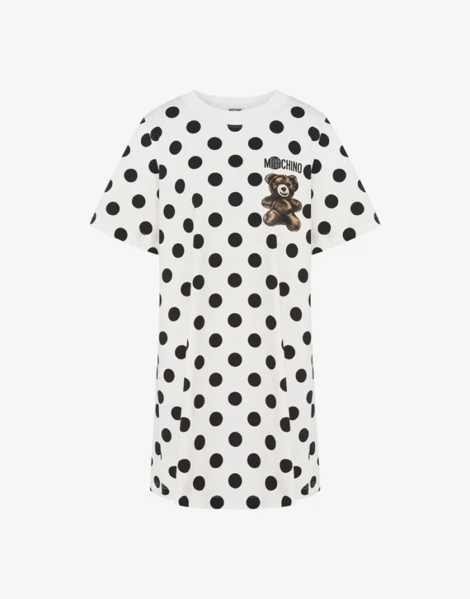 Robe en coton épais imprimée ours en peluche Moschino