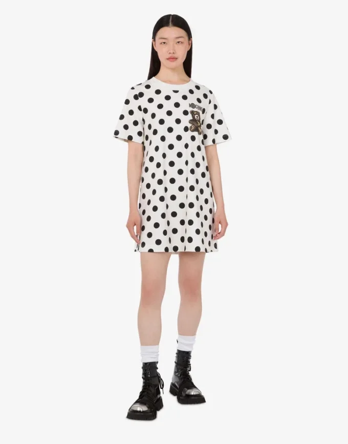 Robe en coton épais imprimée ours en peluche Moschino