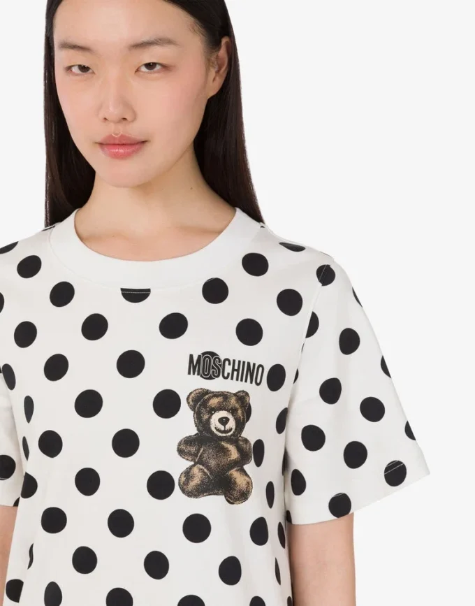 Robe en coton épais imprimée ours en peluche Moschino