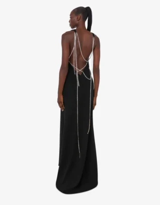 Robe en crêpe stretch embellie