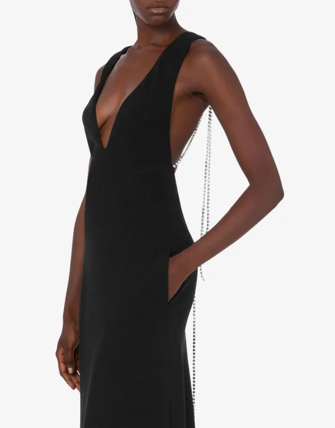 Robe en crêpe stretch embellie
