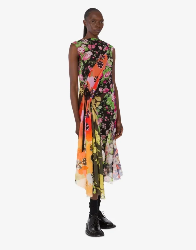 Robe en georgette de soie imprimée