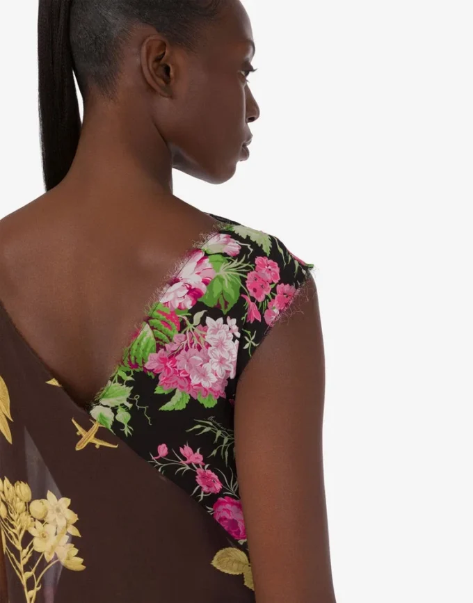 Robe en georgette de soie imprimée