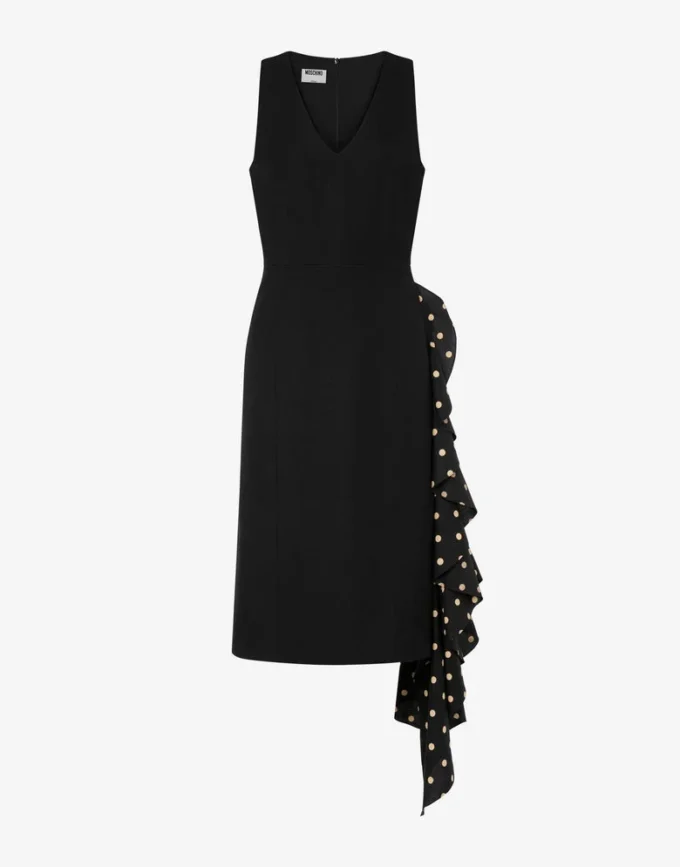 Robe en laine mélangée à pois en diagonale