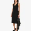Robe en laine mélangée à pois en diagonale