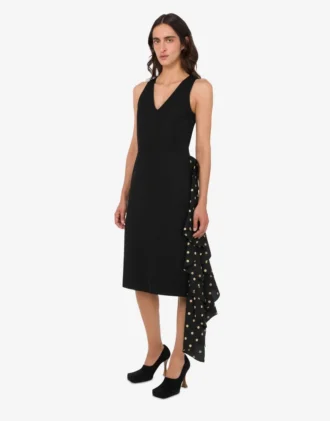 Robe en laine mélangée à pois en diagonale