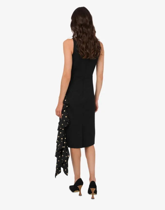 Robe en laine mélangée à pois en diagonale