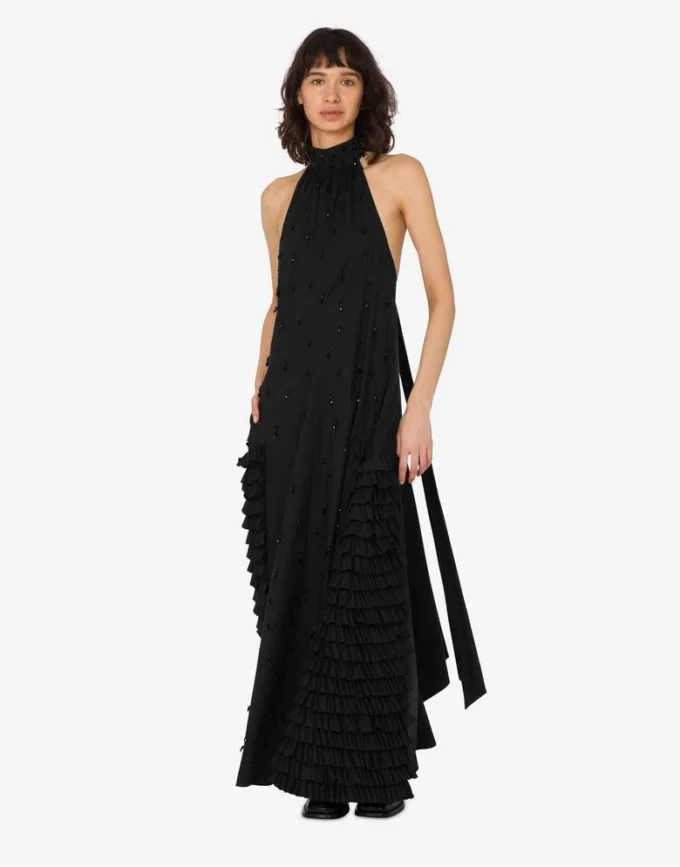 Robe en popeline de coton brodée