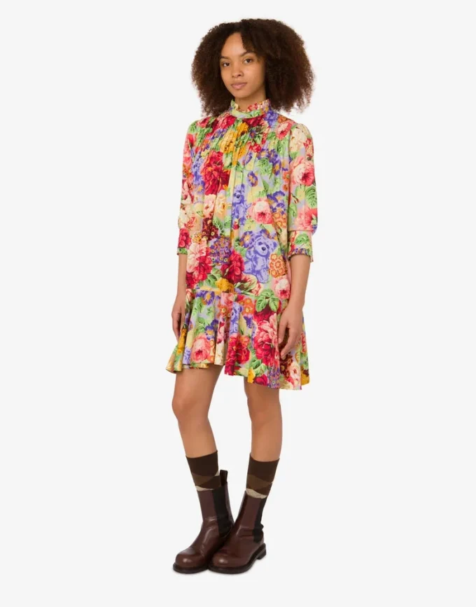 Robe en popeline de coton imprimée