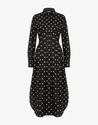 Robe en popeline de coton imprimée à pois