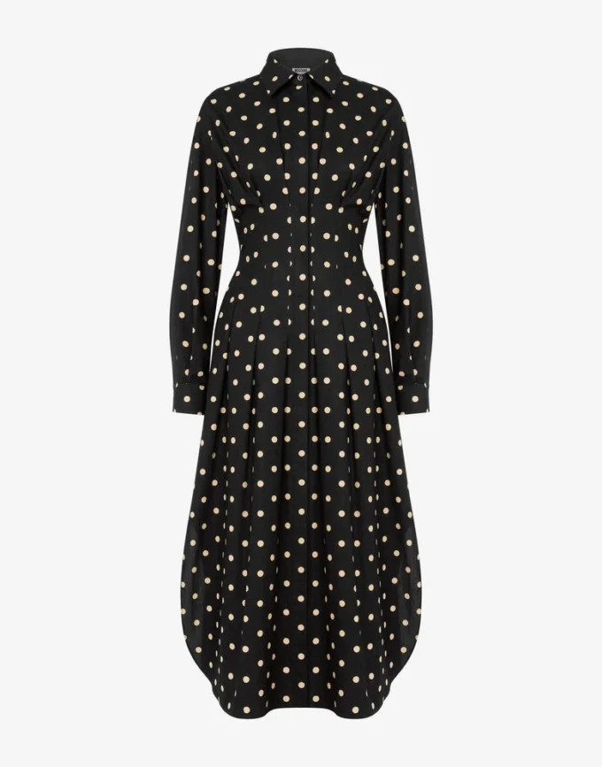 Robe en popeline de coton imprimée à pois