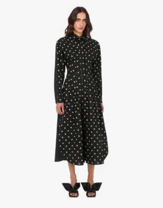 Robe en popeline de coton imprimée à pois