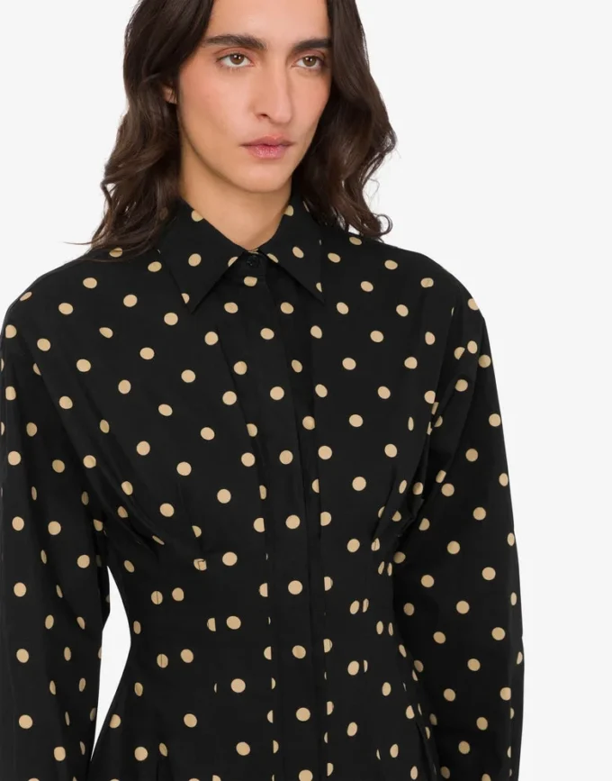 Robe en popeline de coton imprimée à pois