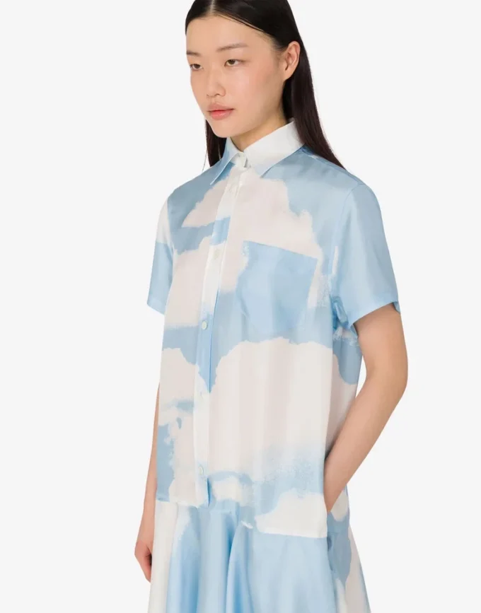 Robe en twill de soie Archive Clouds