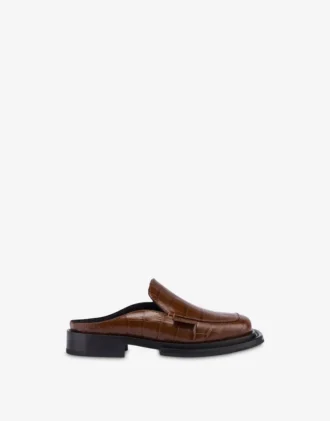 Sabots en cuir de veau imprimé crocodile