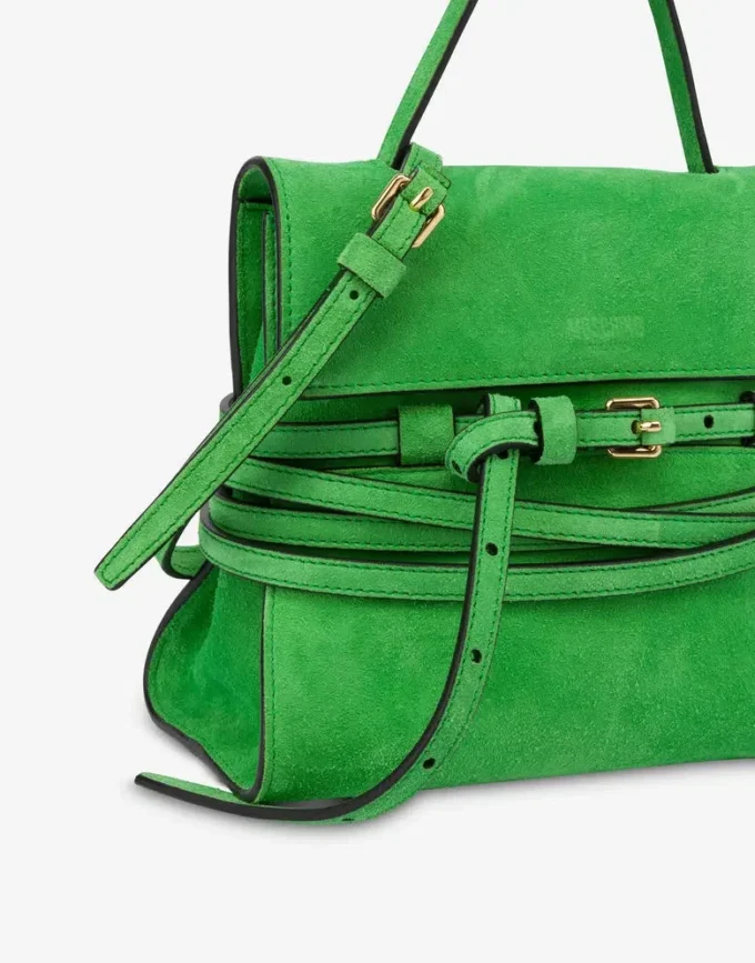 Sac Moschino Tie Me en daim Small