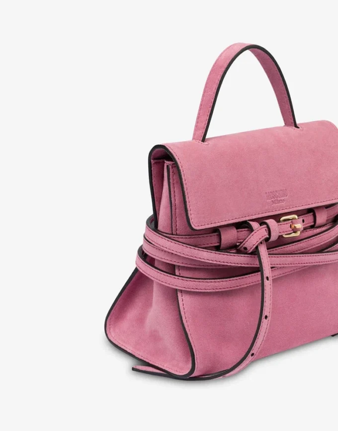 Sac Moschino Tie Me en daim Small