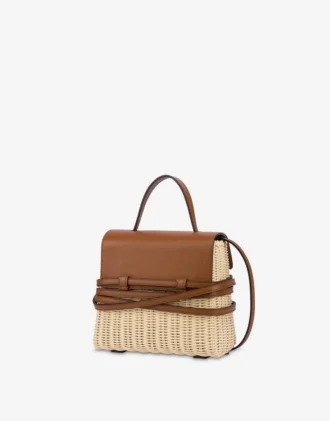 Sac Moschino Tie Me en rotin Petit