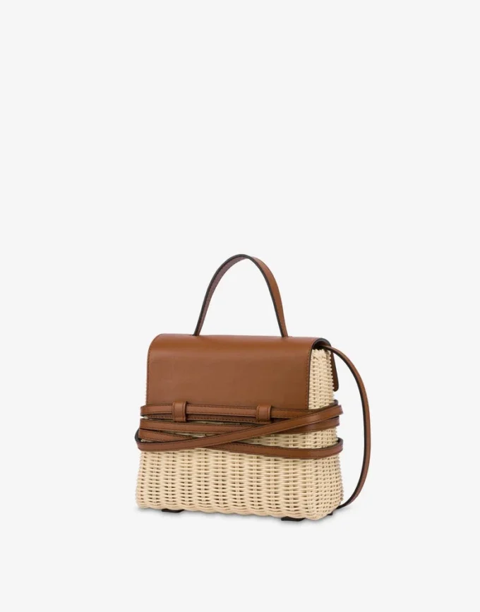 Sac Moschino Tie Me en rotin Petit