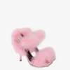 Sandales en satin avec plumes