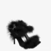 Sandales en satin avec plumes