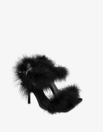Sandales en satin avec plumes