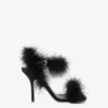 Sandales en satin avec plumes
